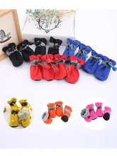  New 4pcs Waterproof Pet Dog Shoes Anti-slip Rain Snow Boot Footwear Thick Warm For Small Cats Dogs Puppy Dog Socks Booties 