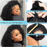 Perruque demi-tête 200% de densité, cheveux Remy, perruque à bandeau, sans lâcher de cheveux, perruques en cheveux humains bouclés, mise à niveau sans colle, clip 3 en 1, demi-perruques pour femmes 3