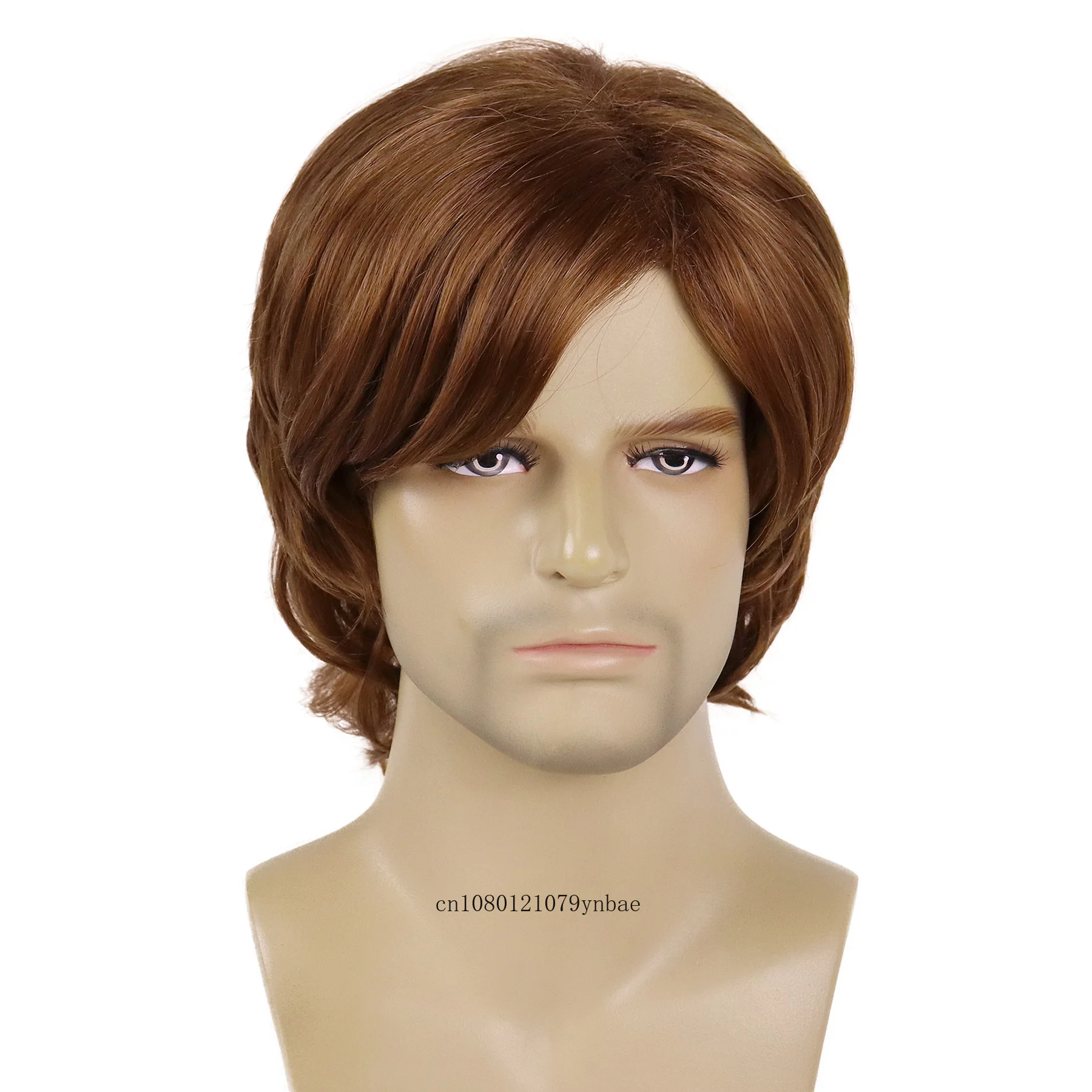Asian Wigs for Men Synthetic Hair Red Brown Short Wig with Bangs Natural Hairstyles Cosplay Wigs Guys Party Costume Wigs Boy