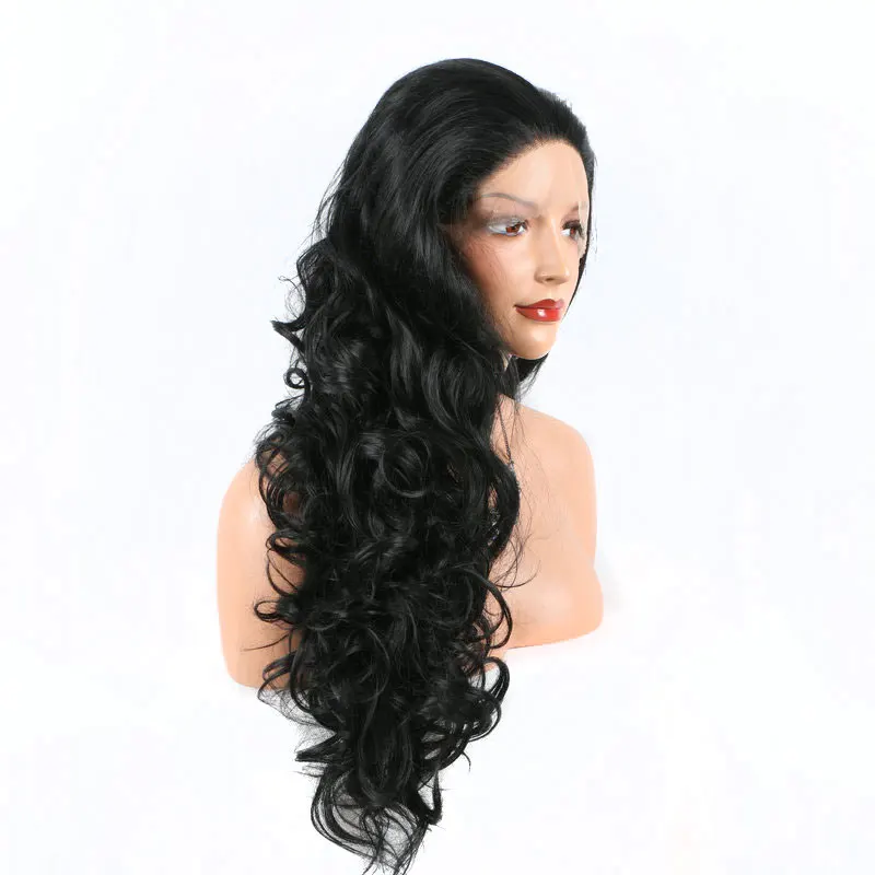 

Надувной кудрявый парик с глубокой волной bomshell, синтетические парики на сетке спереди, безклеевые высококачественные волосы из термостойкого волокна для чернокожих женщин