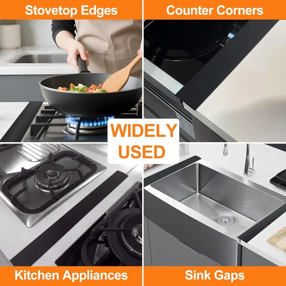 Stovetop Silicone Gap Covers 2 Pack Kitchen Stovetop Silicone Heat Resistant Pads Gas Stove Protectors Oven Gap Sealing Covers