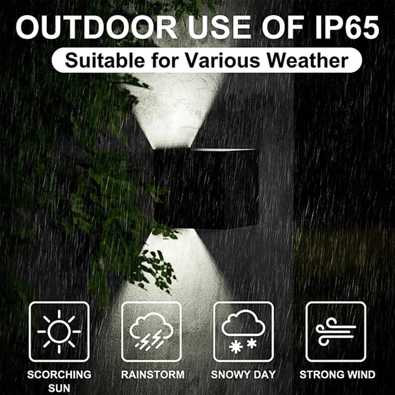 MARPOU Led Wall Lamp Outdoor/ Indoor Waterproof IP 65 Surface Mounted LED Up and Down  Wall Light Porch Garden 9W AC 90-260V 4