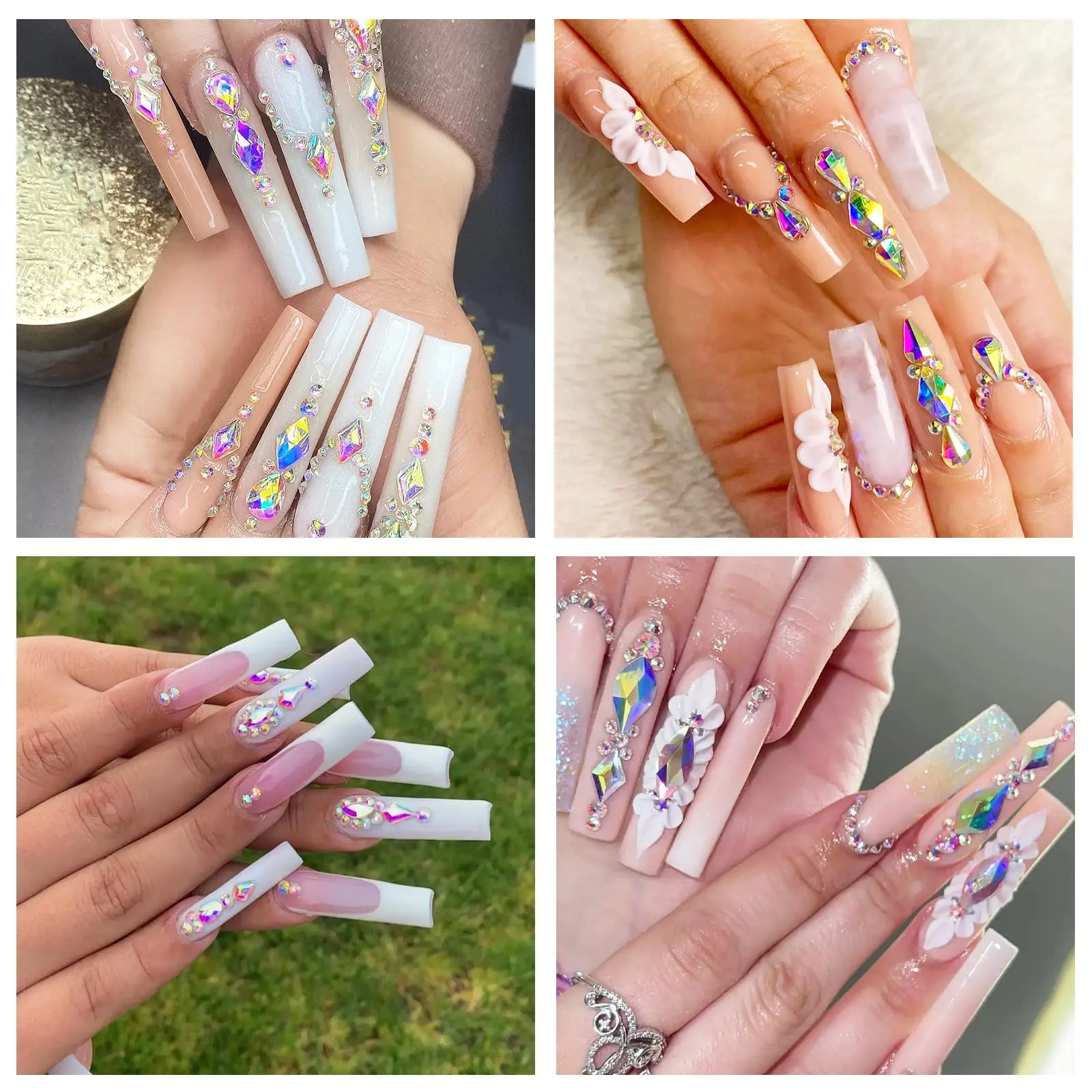 Nail Art Strass-Set, Nagel-Edelsteine, AB-Glas, flache Rückseite, Edelsteine, Steine, mit 1 Aufbewahrungsbox, 5 Pickers/1 Pinzette* – Detail 14