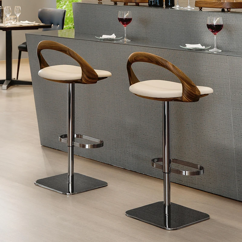 

Italian leather bar chair Household lift chair Modern simple high stool Stainless steel bar chair Nordic bar stool