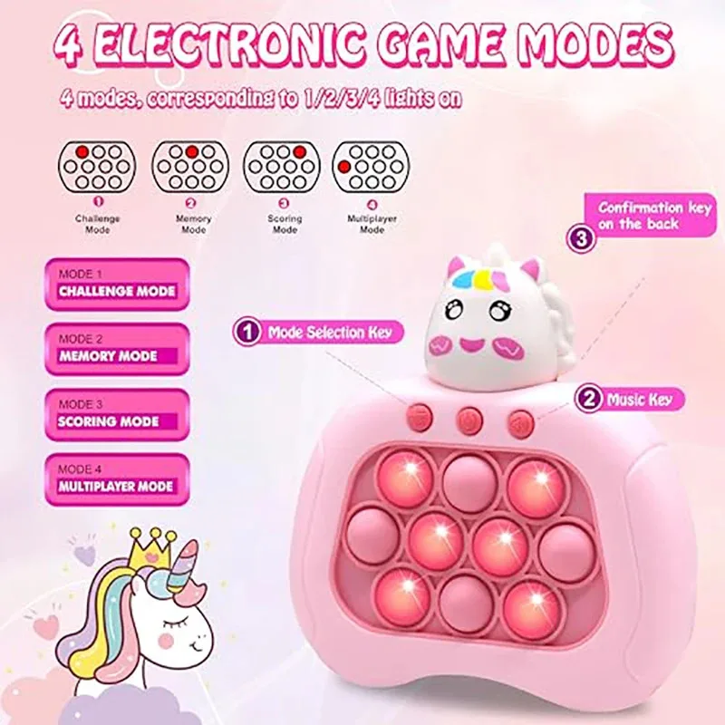 Light-Up Quick Push Pop Bubble Game Controller - Handheld Fidget Toy
