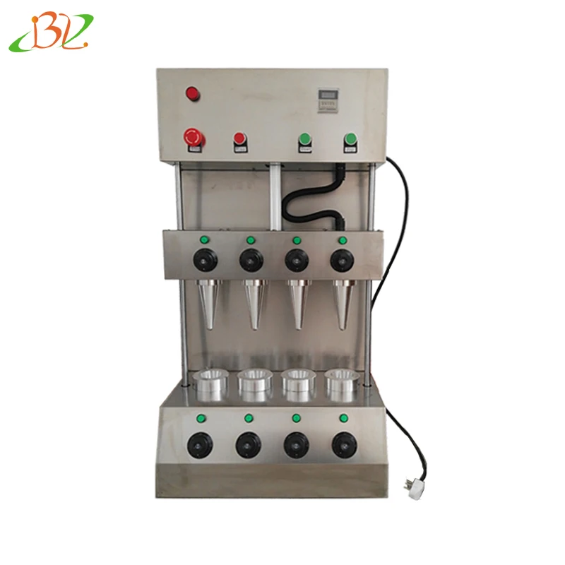 

110V 220V 4 Moulds Ice Cream Pizza Cone Baking Molding Machine Pizza Cono With Rotary Oven Optional