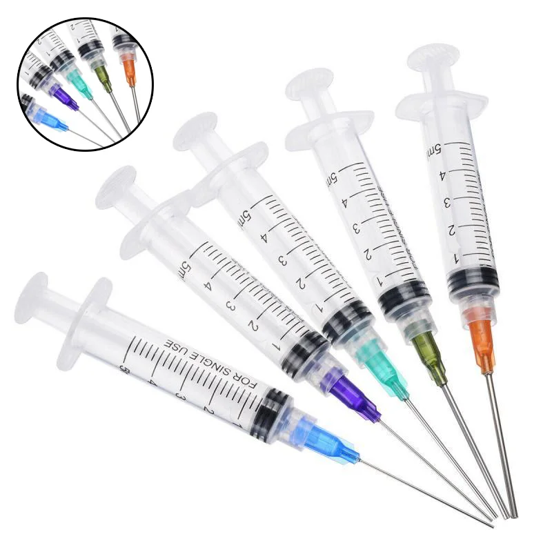 Set Di Siringhe Da 20 Pezzi Ago A Punta Smussata 5Ml Per Il Riempimento Di Liquidi Di Misurazione Siringhe In Plastica Trasparente 14G 15G 18G 20G 21G