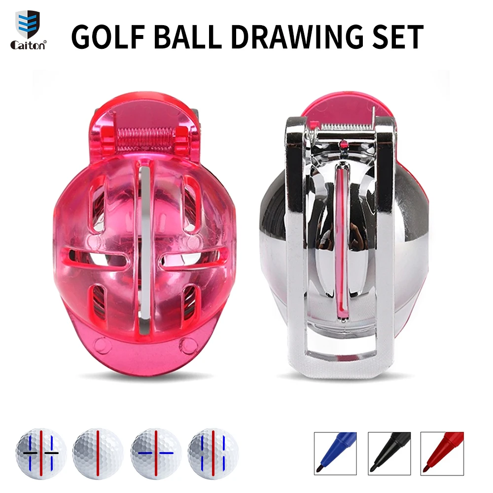 Caiton 1-piece Golf Ball Line Marker Liner Drawing Marking Alignment Tool Golf Scriber Marker With Mark Pens 3 colors available