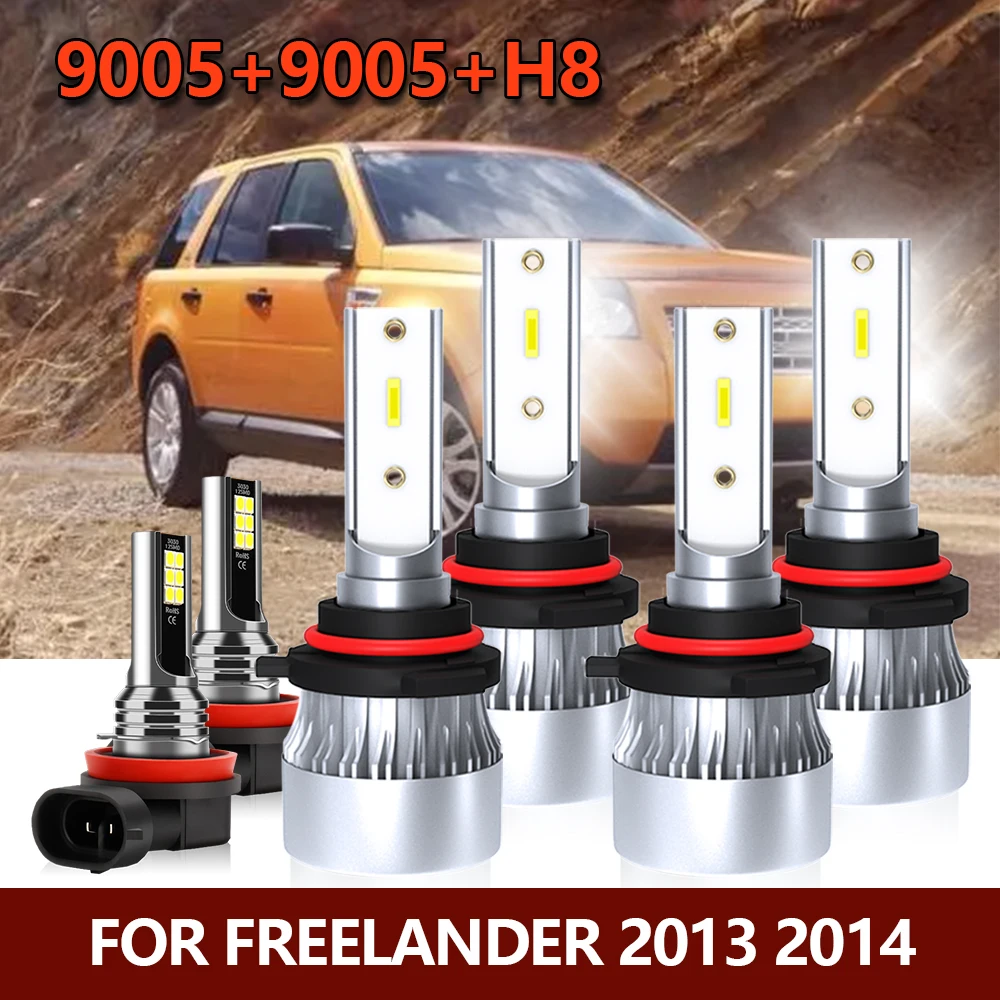 

6x 9005 HB3 LED Headlight CSP Bulbs High/Low Beam + H8 Fog Light Combo Bright Lamps Kit For Freelander 2013 2014