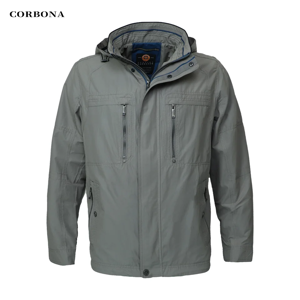CORBONA 2022 New Spring Nylon Jacket Daily Men Coat Army Force Outdoor Multi Pokets Detachable-hat Summer Autumn Fashion Parka windcheater for men