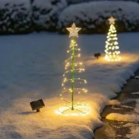 Solar Christmas Tree Light Outdoor Garden Stand Garden LED Ground Lamp String Saterproof IP65 Star Lantern Decorative Light 1