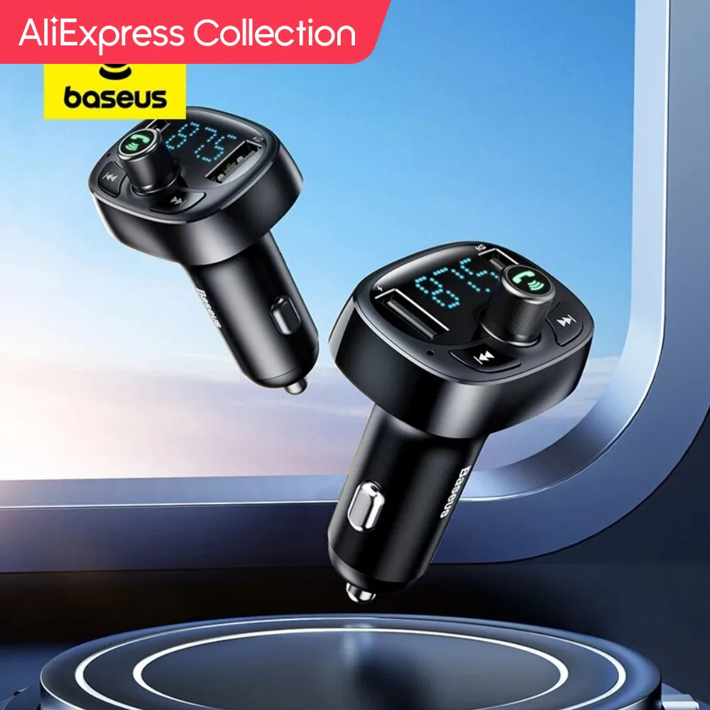 Collezione Aliexpress Baseus Trasmettitore Fm Vivavoce Per Auto Bluetooth Lettore Modulatore Mp3 Dual Usb 3.4A Caricabatteria Da Auto Audio Per Carica