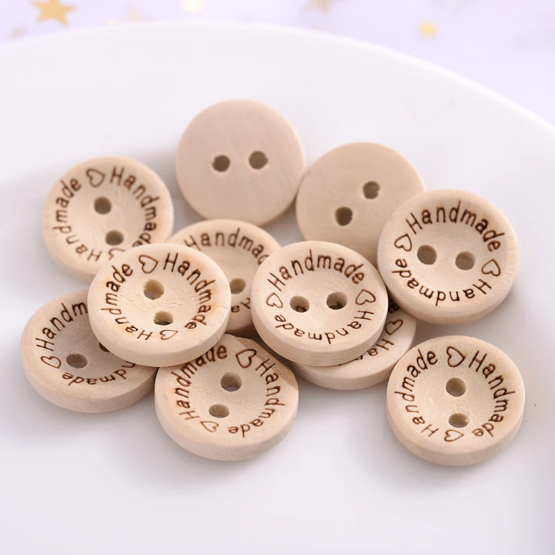 50 stücke 2 Löcher Natürliche Holz Knöpfe für Kleidung Dekorative Taste Diy Handgemachte 2 Ösen Bottons Nähen Zubehör3 – Detail 4