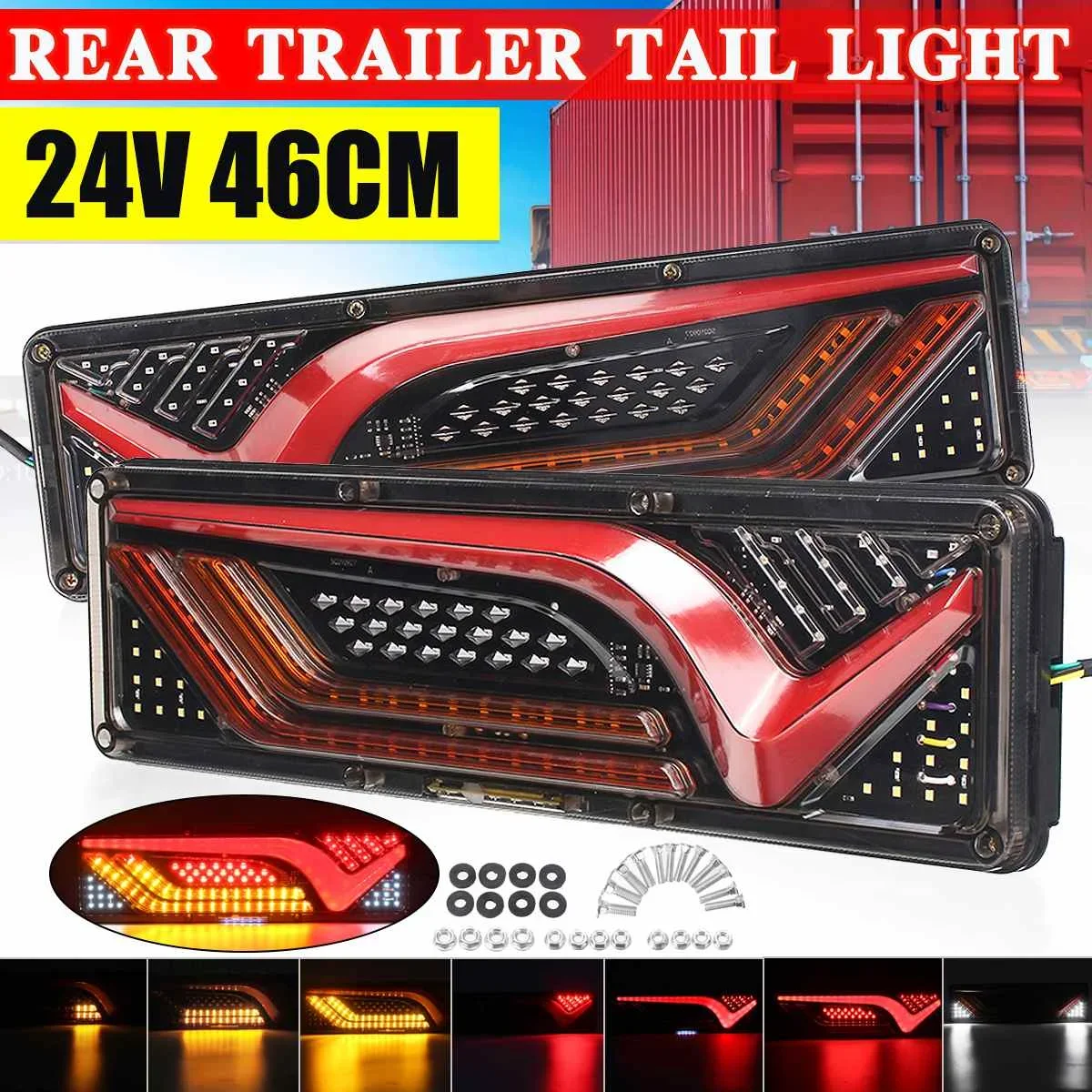 2PCS 24V Dynamic LED Truck Tail Light Signal Rear Brake Lights Reverse Lamp Trailer Lorry Bus Camper Caravan for Kamaz Body Kit