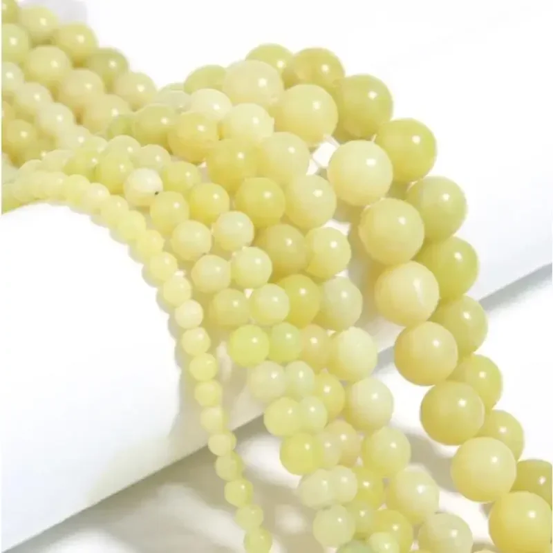 

Fashion Natural Stone Lemon jade Charm Loose Bead DIY Round Beads Jewelry Accessories