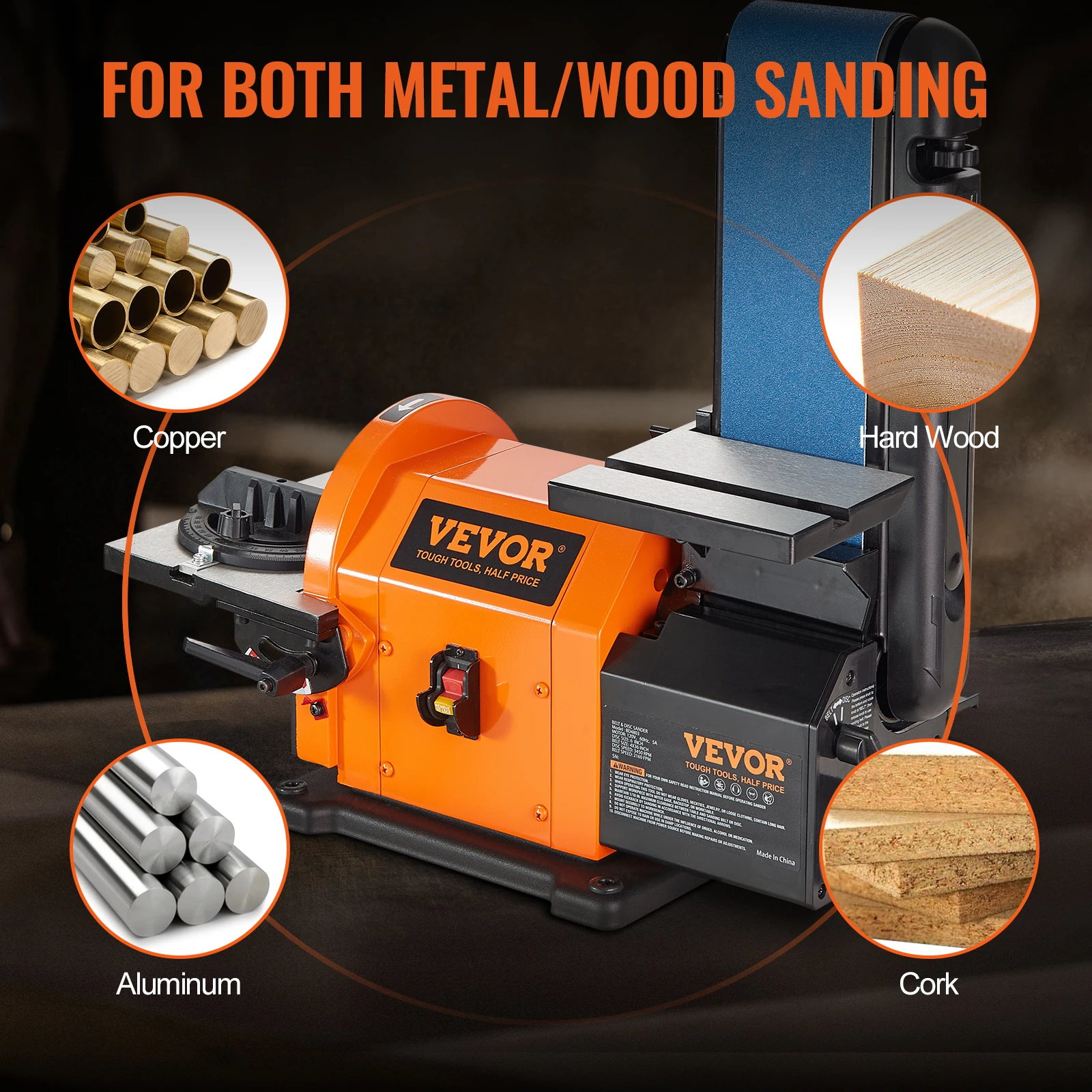 Belt Sander SucceBuy Belt Disc Sander Combo with 5A/4.3A/2.5A Induction Motor Woodworking Deburring Grinder