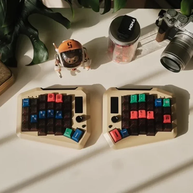 Doio KB29B-01 Sofle 분할 기계식 키보드, VIA 맞춤형 듀얼 모드, 두 개의 노브, 알루미늄 합금 RGB 게임용 키보드, 핫 스왑