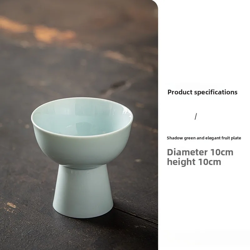 Chinese ceramic high-footed fruit plate high-footed household fruit dried fruit cake plate refreshment inventory heart plate