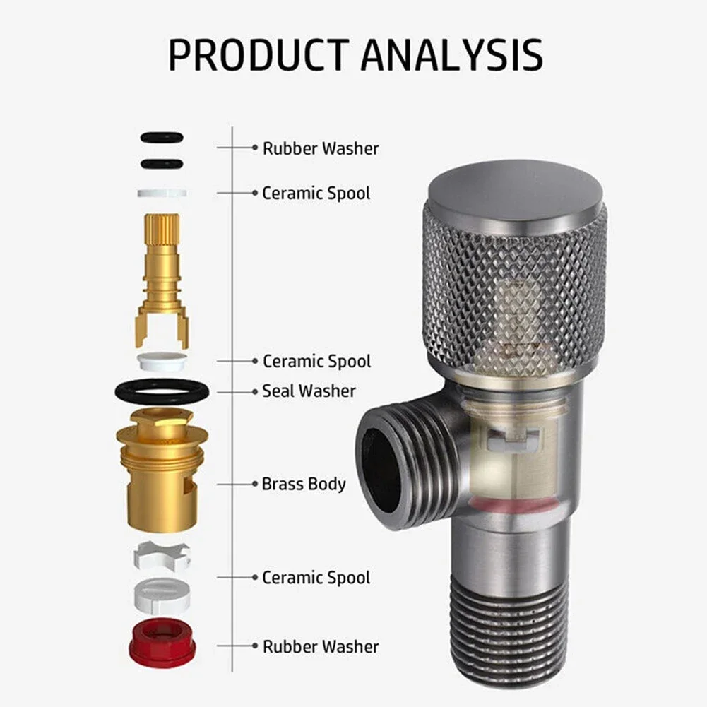 1 Pcs Brass Angle Valve Gray Inlet Valve Bathroom Outlet G1/2 Wash Basin Sink Diverter Kitchen Sink Water Stop Faucets