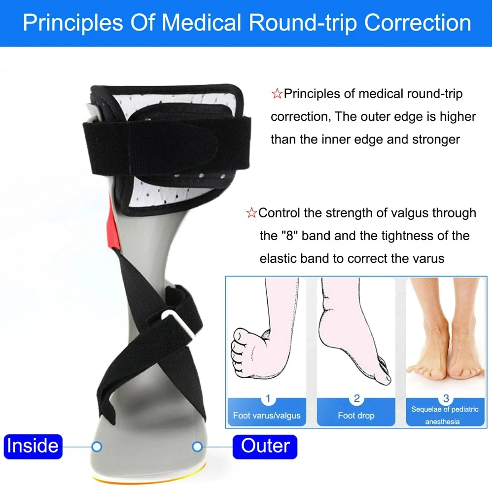 Adjustable Afo Foot Drop Brace Splint Ankle Foot Orthosis Walking with Shoes or Sleeping for Stroke Hemiplegia Inner 4