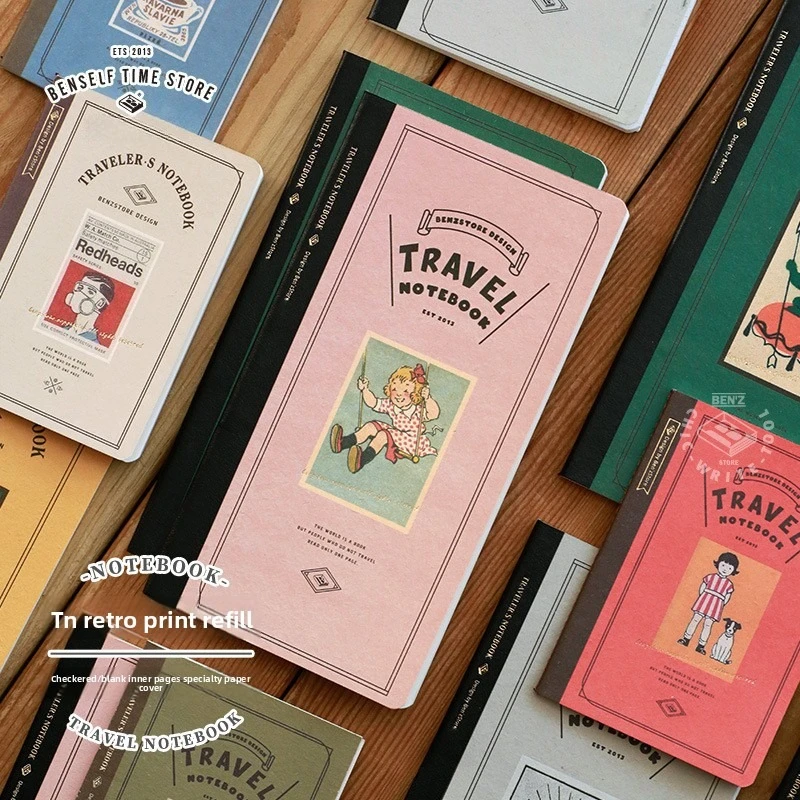 프롬테논 트래블 TN 루즈리프 노트 리필 블랭크 그리드 내지 빈티지 테마 컬러 커버 교체용 속지