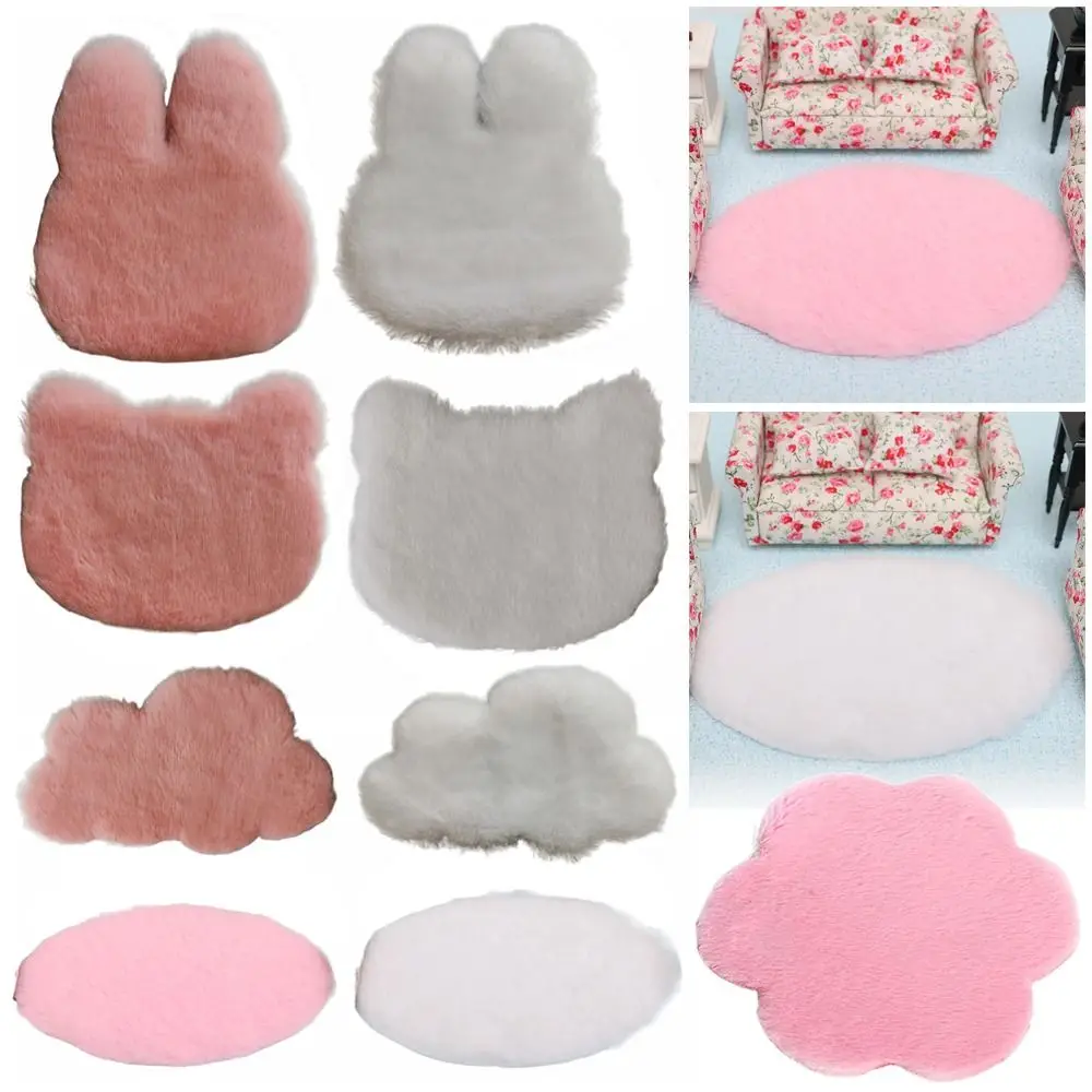 

1/12 Scale Dollhouse Plush Carpet Playing House Doll Accessories Mini Floor Mat Photo Props Decoration Miniature Hairy Rug