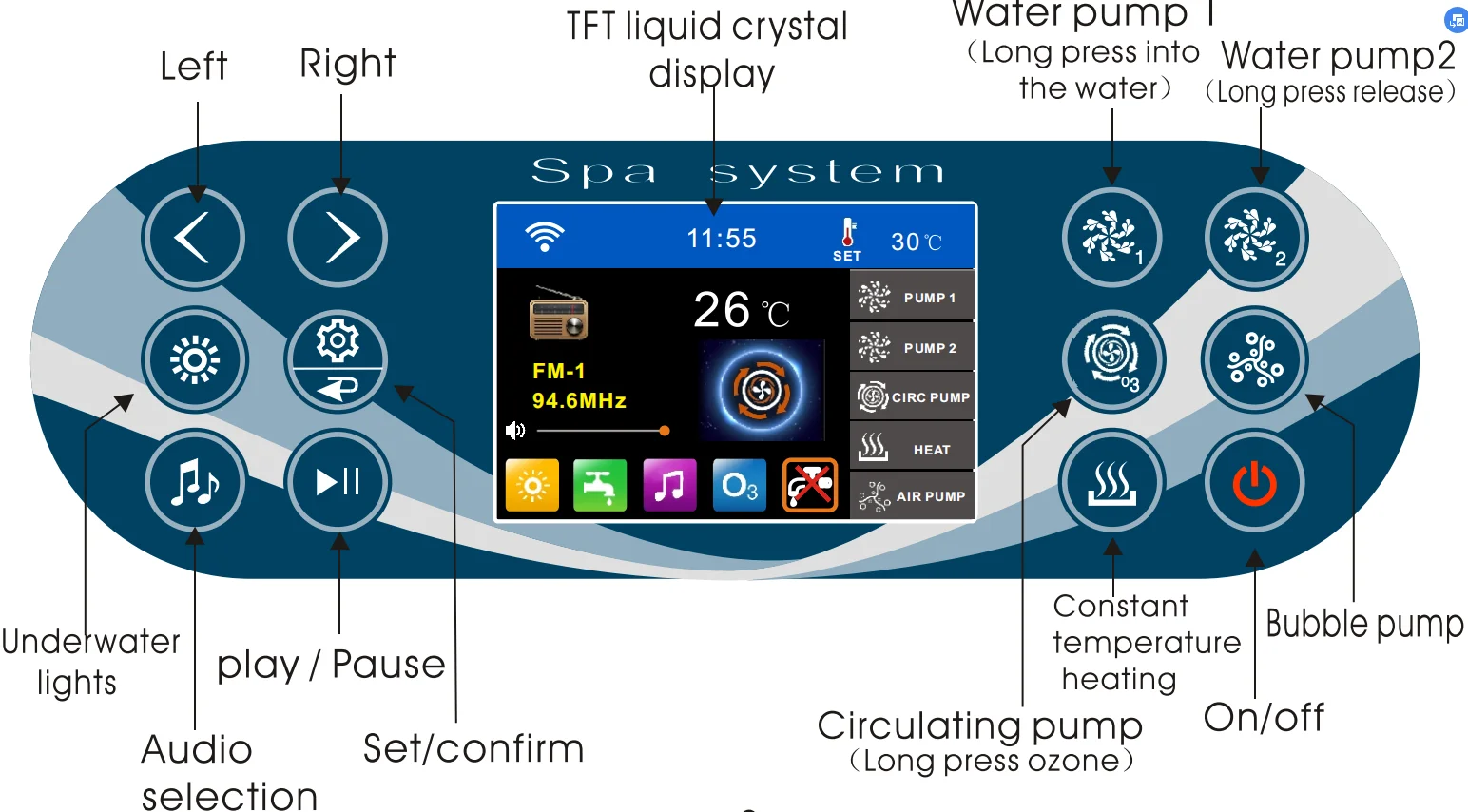 GED-730/220V with WIFI remote APP control advanced computer massage bathtub control system