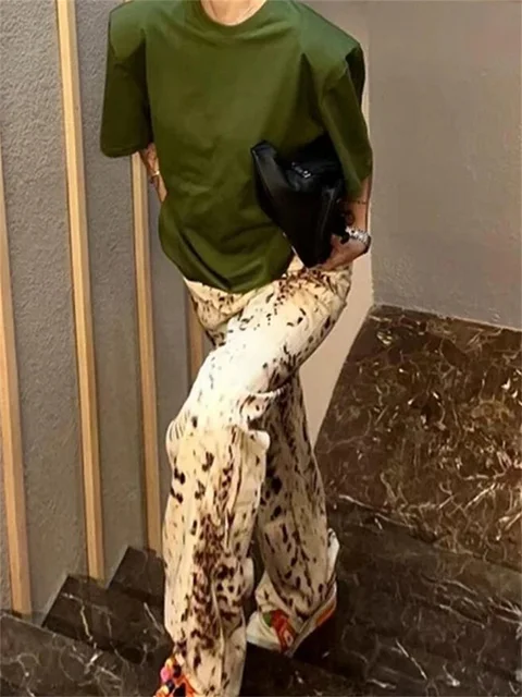 Jean droit à jambes larges imprimé léopard pour femmes, taille haute, rétro, Streetwear Y2k, pantalon Vintage, pantalon en Denim de rue 4