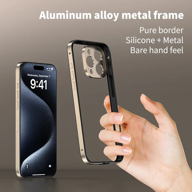 Enhanced Camera Protection Hybrid Silicone & Aluminum Metal Phone Case with Improved Heat Dissipation