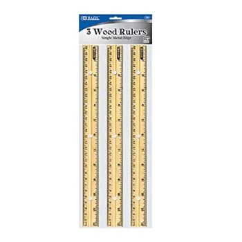 Wooden Ruler 12 30cm for Students School Supplies Single Metal Edge Inches Centimeter Metric Scale Natural Wood Color Durable D 1