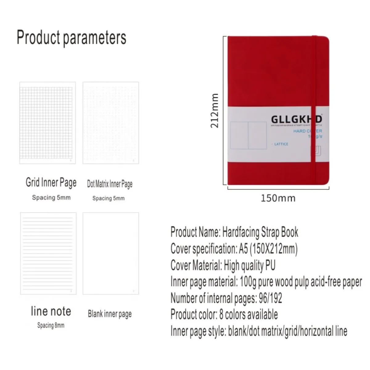 Neues Raster-A5-Karton, einfaches Gummiband, tragbares Notizbuch aus Kunstleder für Geschäftsbüro, Besprechung, Arbeit – Detail 6