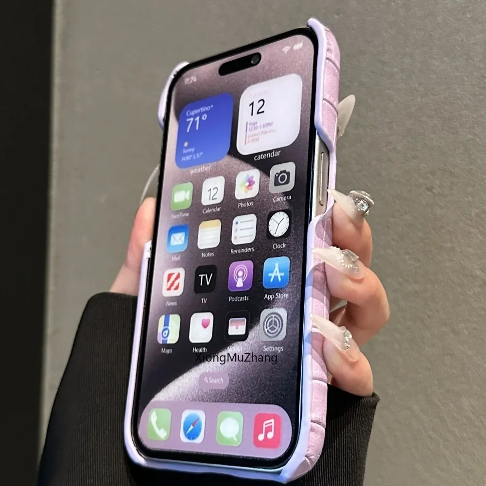 Purple Crocodile Pattern Luxury Rhinestone Shockproof Case for IPhone 15Pro Max 14 13 12 ProMax Womem Girl Cover