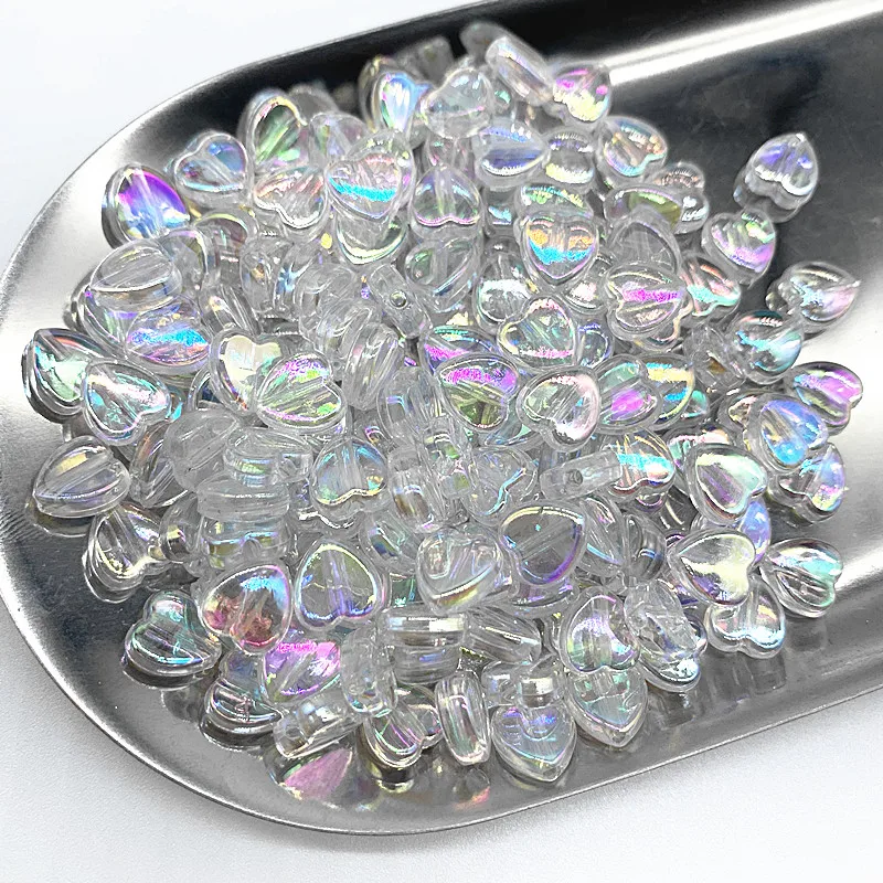 8mm Transparent AB Charms Heart Shape Acrylic Beads Loose Spacer Beads 100pcs/lot for Jewelry Makeing DIY Handmade Accessories acrylic craft beads,acrylic beads