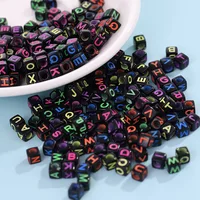 100Pcs Acrylic Letter/Letter Cube Beads for Children's Jewelry Making DIY Loose Beads 6x6mm Bracelet Making Kit Bead Set 6