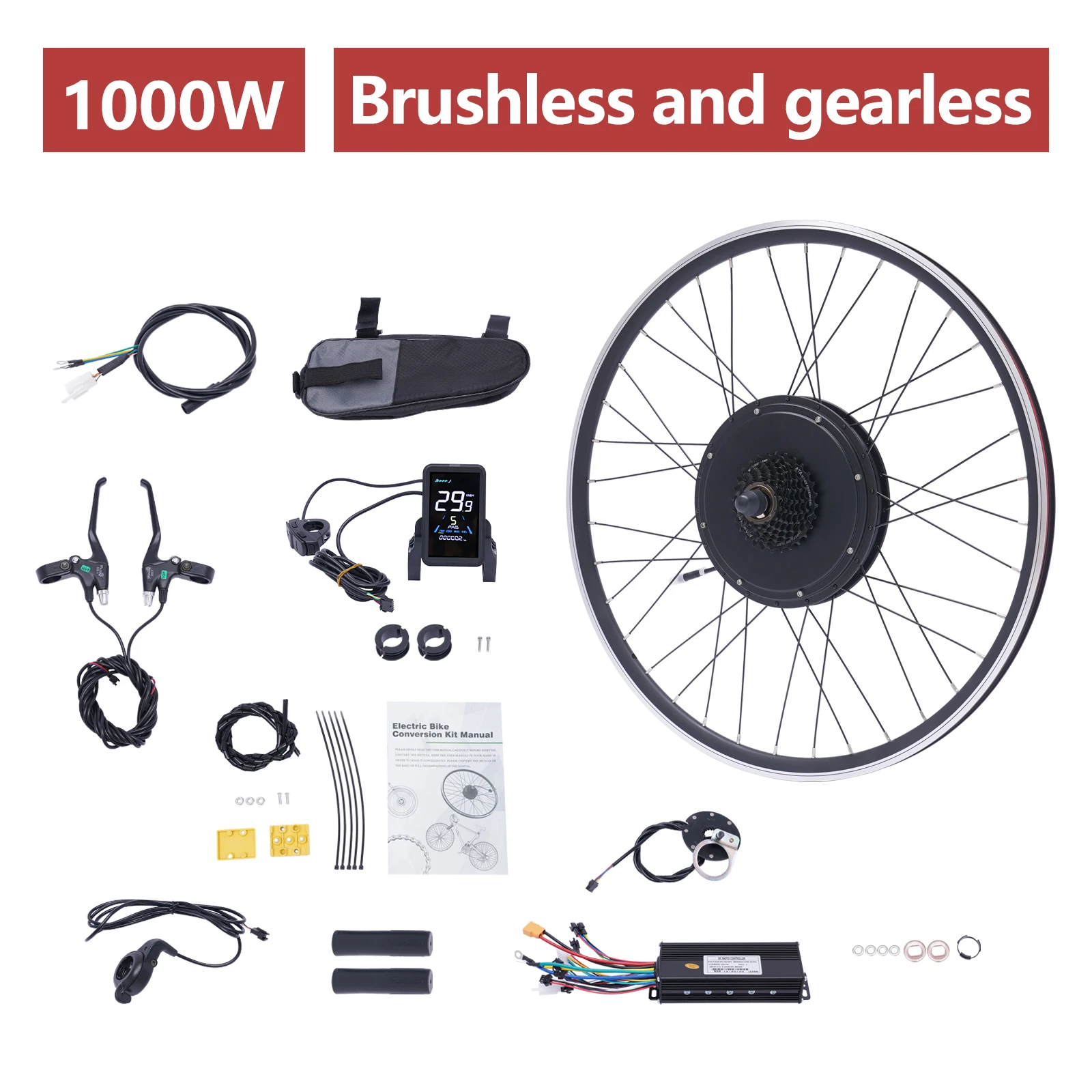 Kit de conversion de vélo électrique, assistance au pédalage jusqu'à 31 miles de portée pour vélo de montagne vélo de route 12V 10Ah batterie rechargeable, 15.5Mph  18