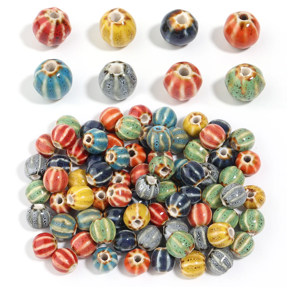 10-20 teile/los Wassermelone Floral Glasur Perlen Bunte Lose Spacer Perlen Keramik Perlen Für Schmuck Machen DIY Armband Halskette