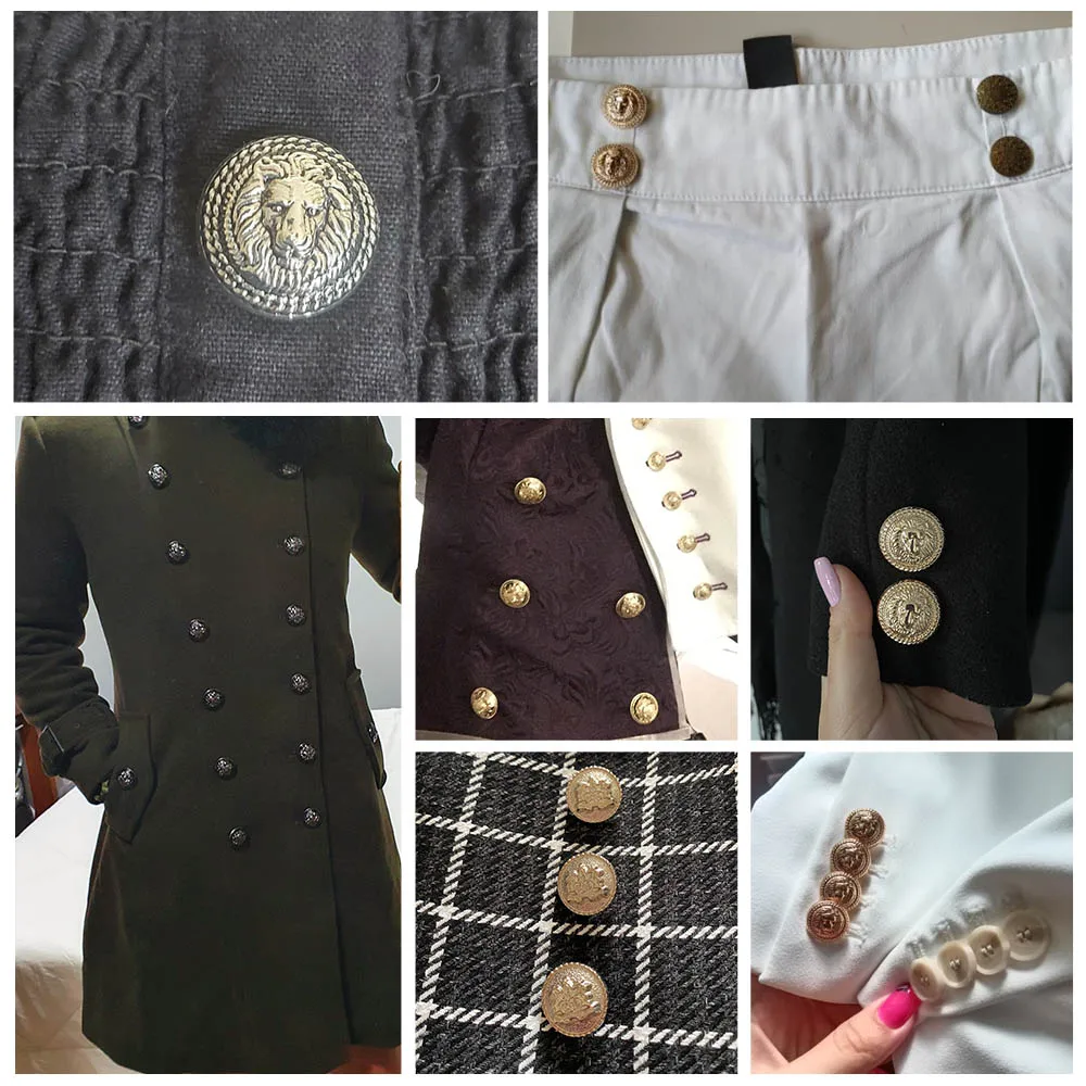 5Pcs Hollow Metal Button Black Silver Gold Buttons Round Decorative Button For Clothes Sewing Accessories DIY Crafts 14-27mm 6