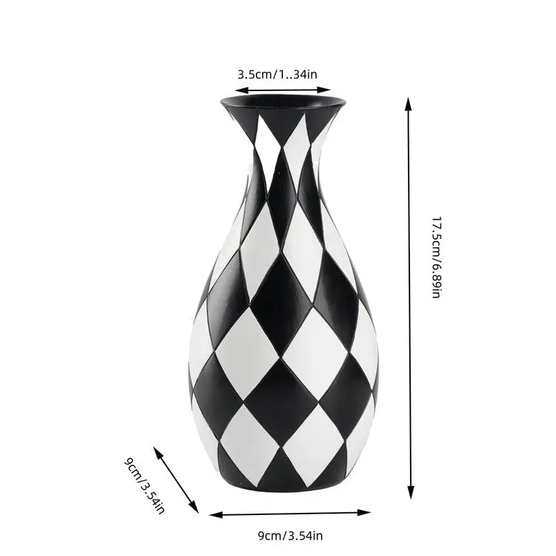 resin Striped Vase Black and White Stripes Flower Vase Unique Black and White Modern Flower Vase Home Furnishing Decoration 6