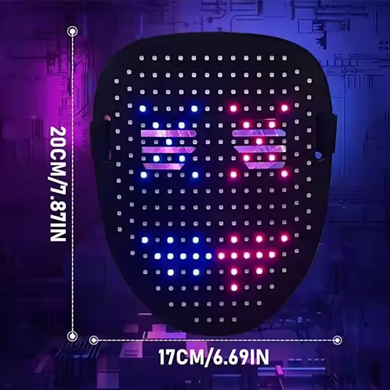 LED Mask with Gesture Sensing Light up Face Transforming Halloween Mask for Kids Men Women Costume Cosplay Party
