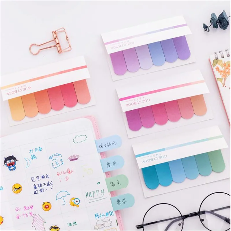 

40 pcs/lot Creative Gradient Sticky Notes Cute Stationery Label Notepad Planner Sticker Post School Office Supply