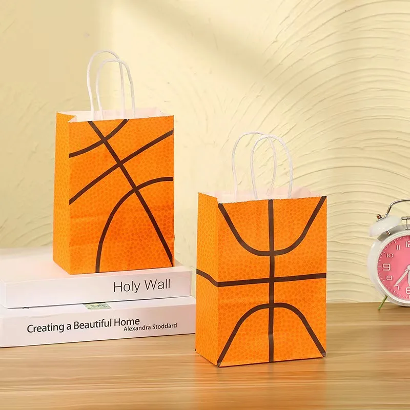 12Pcs Party Favor Bags Basketball Printing Gift Bags, Paper Bags