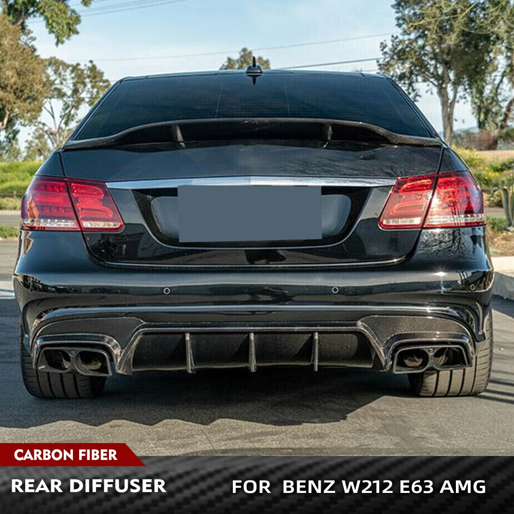 For Mercedes-Benz E Class Sport W212 E63 AMG Sedan 2013-2015 Carbon Fiber Car Rear Bumper Diffuser Lip Spoiler Rear Body Kits 1
