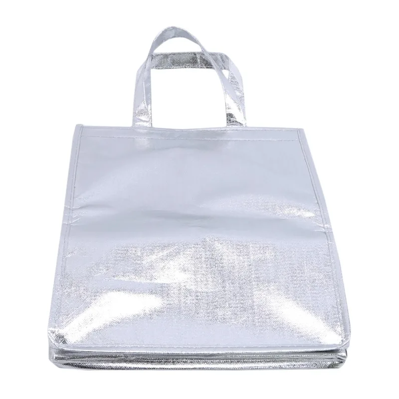 1Pc Silver Insulated Thermal Cooler Bag – Large Square Aluminum Foil Lunch Tote for Cak... - SKU ITCB1619 - UGI Packaging