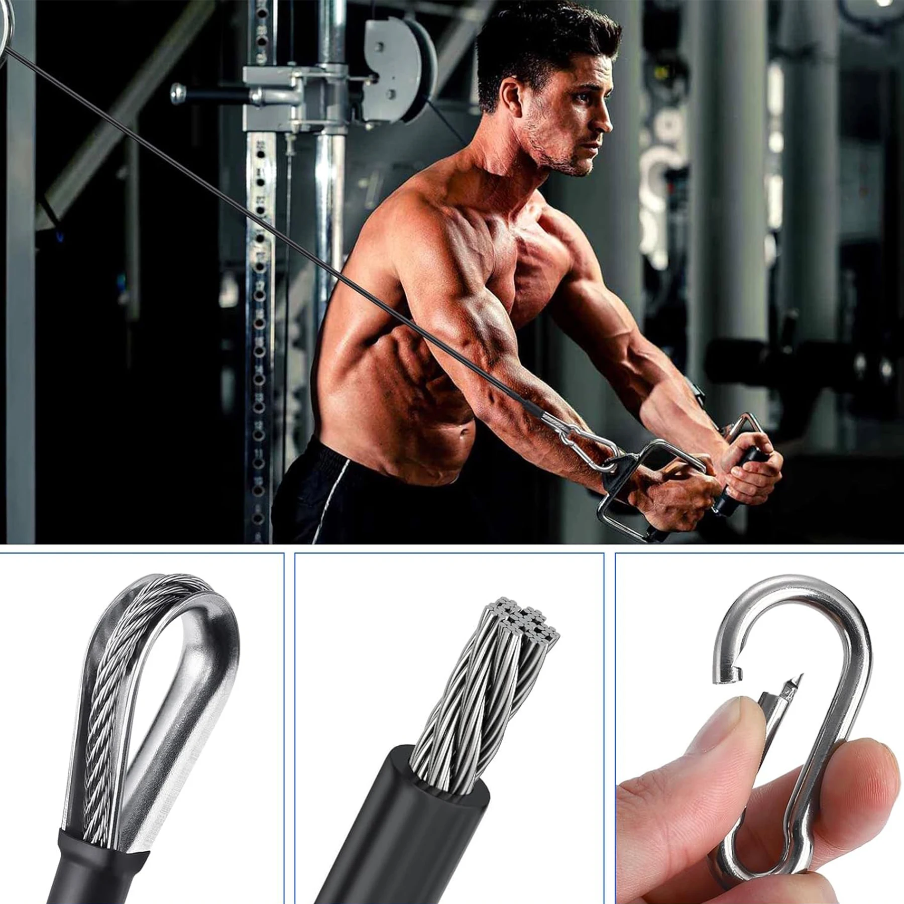 Gym Cable Extender Extension Rope Attachment 39/59 Inch 5mm Heavy Duty Compatible with Home Gym Accessories gym accessories fitness cable pulley fitness pulley cable fitness pulley gym workout rope