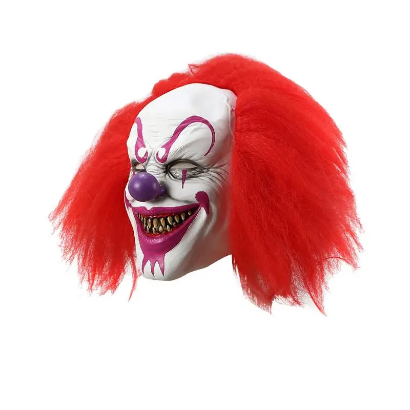 

Halloween Red Hair Clown Mask Terror and Funny Latex Headgear Cover Costume Masquerade Parties Cosplay Props for Adults