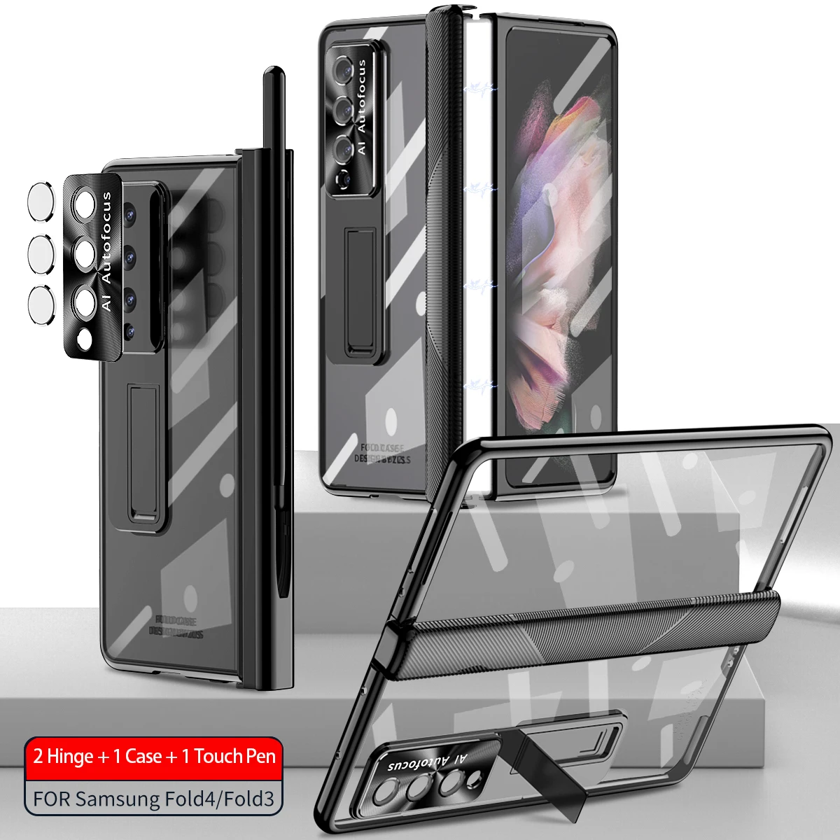 Samsung Galaxy Z Fold 4 3 5G Case Plating Transparent Pen Slot Front