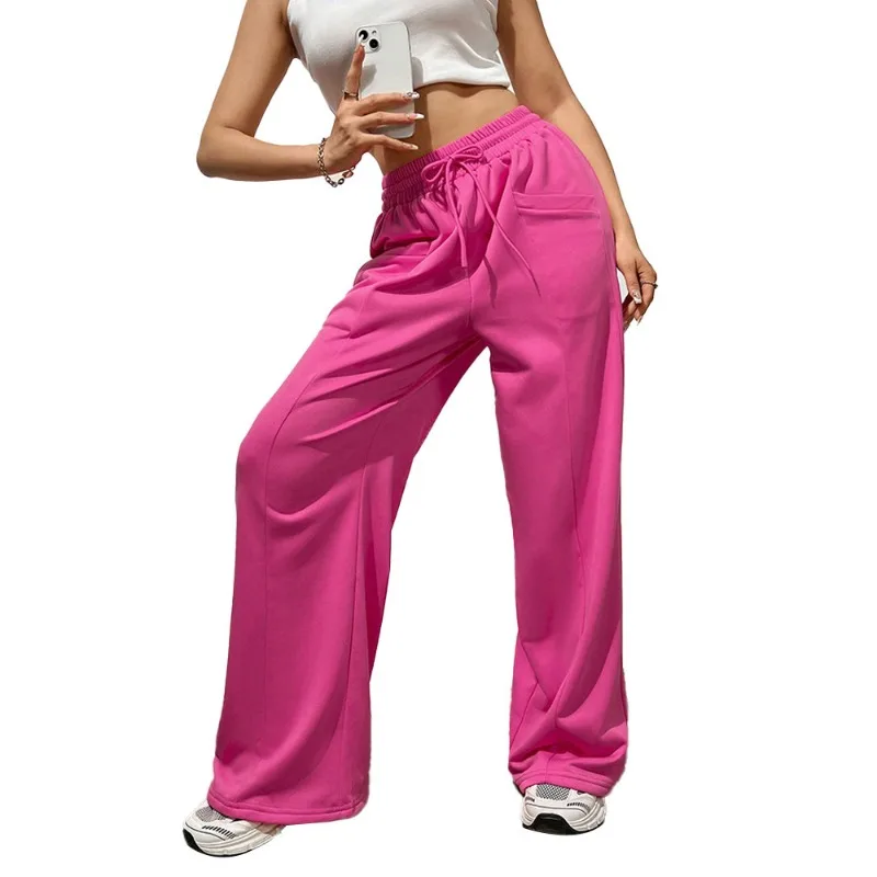 Fashion High Waist Sports Drape Wide Leg Pants for Women Temperament Commuting Women's Casual Clothing Loose Straight Trousers