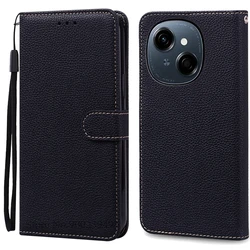 Tecno Spark Go 1 Flip Leather Wallet Phone Case with Soft Silicone Magnetic Book Cover for Tecno Spark Go 1 (Black)