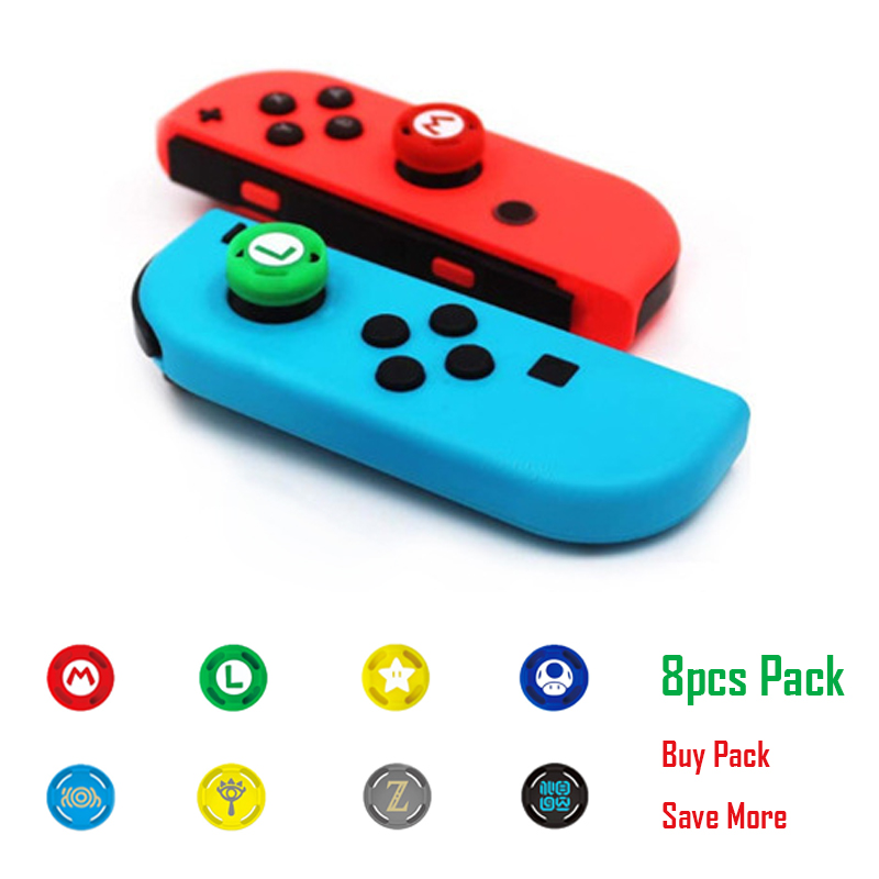8pcs Soft Silicone Cute Cartoon Thumb Stick Grips Cap For Switch Oled Joy Con Controller NS Lite Joystick Cover Protector