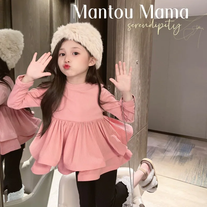 

Girls' Autumn Suit New Sweet TopTShirt Skirt Western Baby Girl Bell-Bottom Pants Princess Style Fashionable